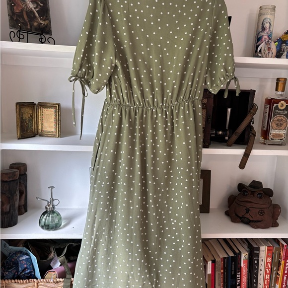 NESEES DRESSES The Cady Sage Green Polka Dot Nursing Friendly Dress SZ Small - Picture 5 of 8